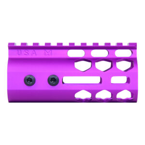 Guntec USA 4 Honeycomb M-LOK Handguard in Anodized Purple with Top Rail.