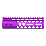 Purple 7-inch Guntec Honeycomb M-LOK Handguard with Picatinny Rail.