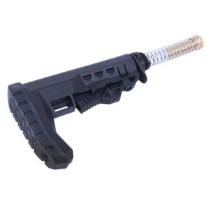 Guntec USA GT-MPM-1, black polymer tactical AR-15 stock with adjustable features and recoil buffer.