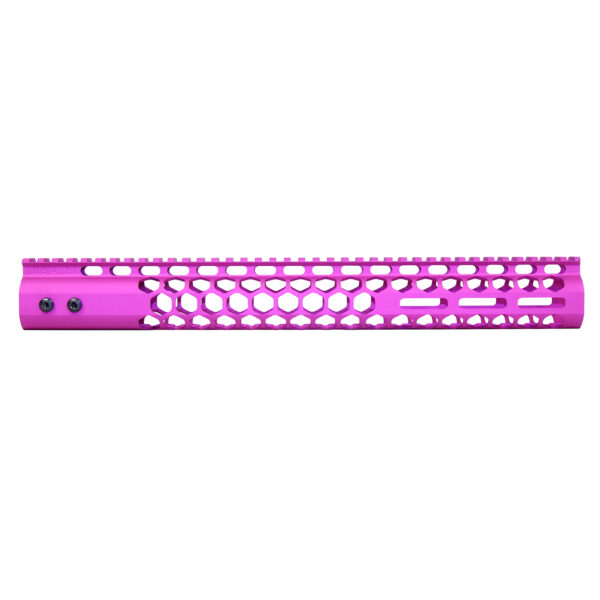 Pink 15 Honeycomb M-LOK Handguard with Top Rail for Rifle Customization.