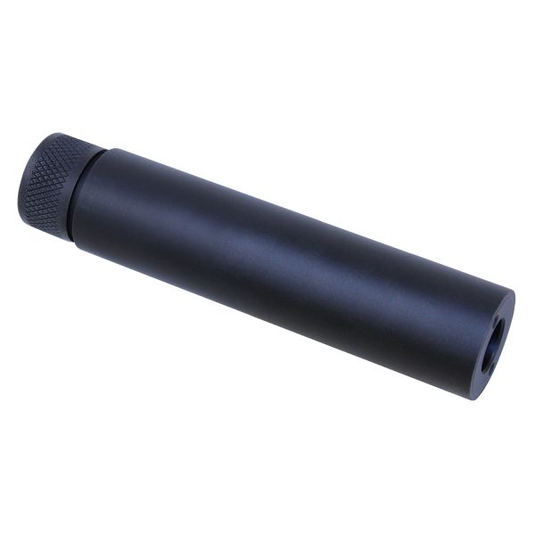 AR-15 5.5-inch fake suppressor for 9mm, matte black finish.