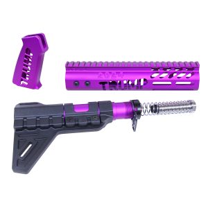 AR-15 Trump Series anodized purple pistol furniture set with brace.