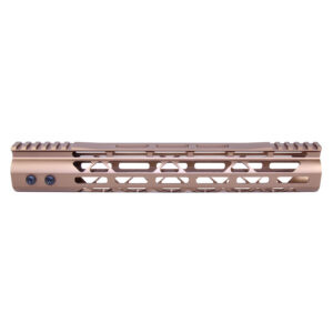 Guntec USA 12-inch bronze M-LOK handguard with top rail for tactical rifles.