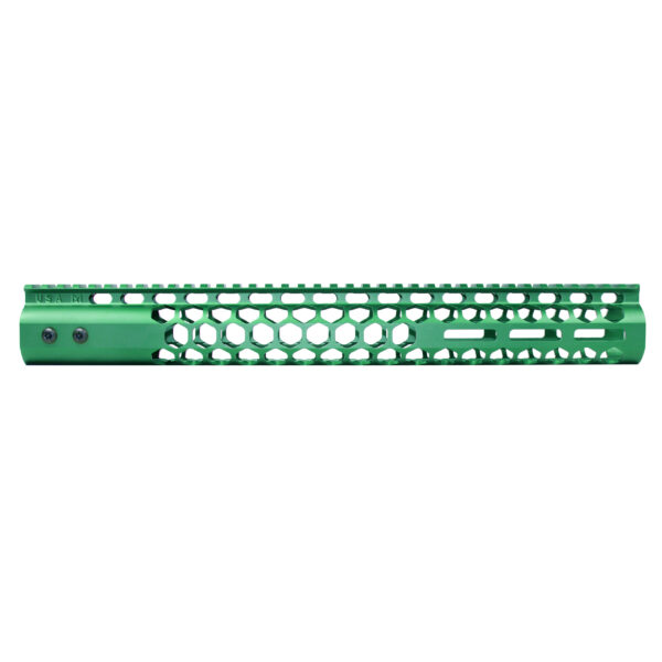 15" Air Lite Series 'Honeycomb' M-LOK Free Floating Handguard With Monolithic Top Rail (Anodized Irish Green)