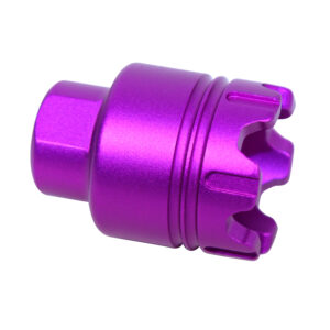 AR-15 Mini Trident Flash Can with Glass Breaker, 9mm, Anodized Purple.