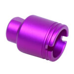 Purple AR .308 caliber compact flash can, sleek anodized finish, precision-machined.