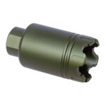 AR .308 Caliber Micro Trident Flash Can with Glass Breaker, Anodized Green Finish.