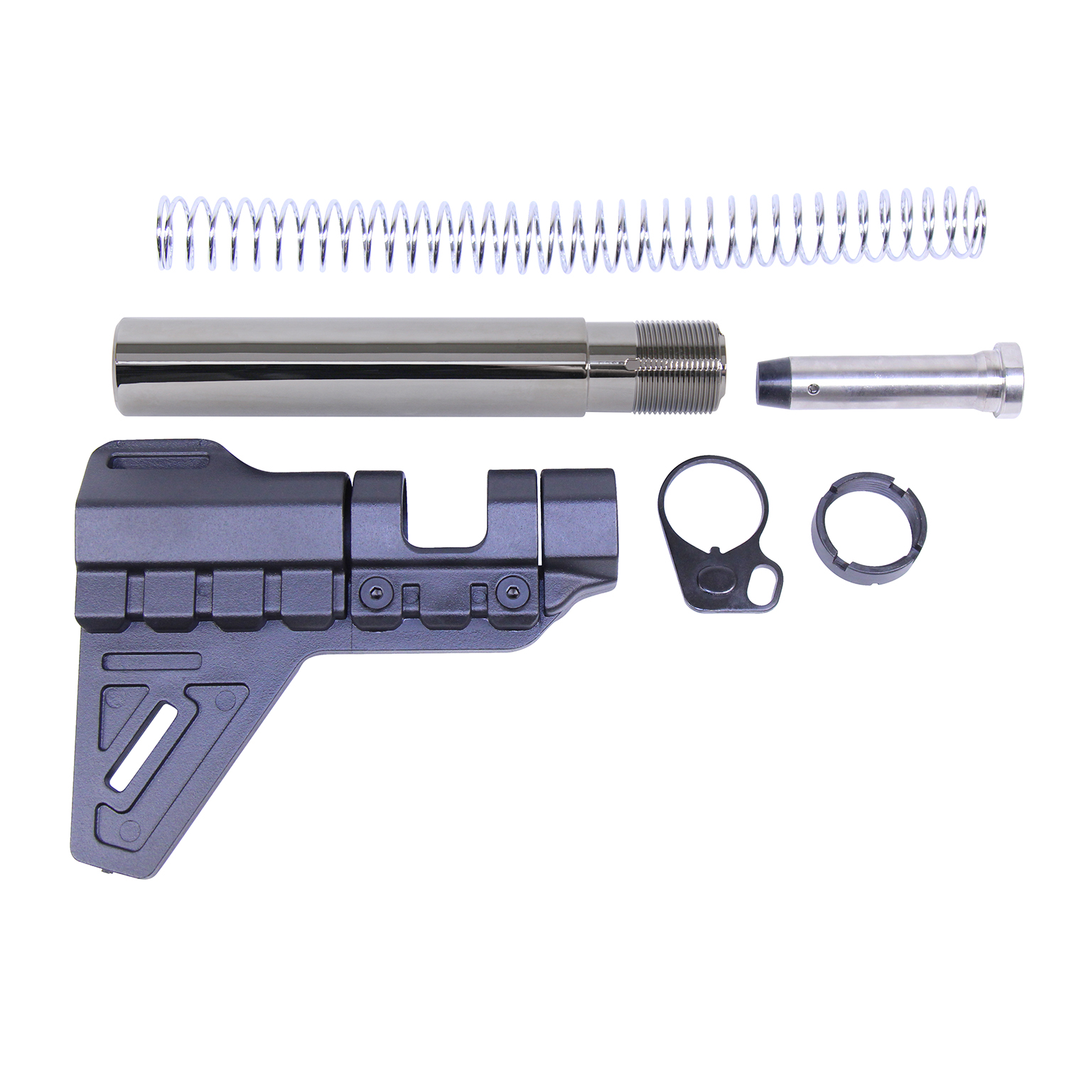 Black Chrome AR-15 Micro Breach Pistol Brace Kit.