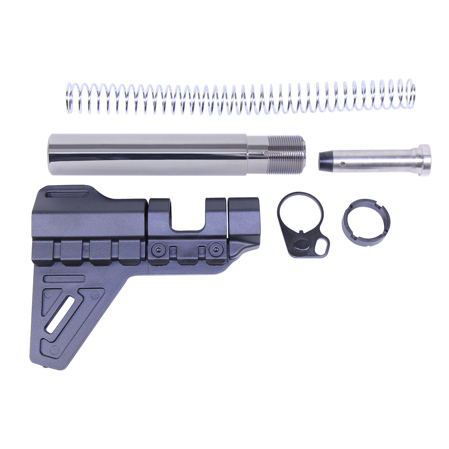 Black Chrome AR-15 Micro Breach Pistol Brace Kit by Guntec USA.