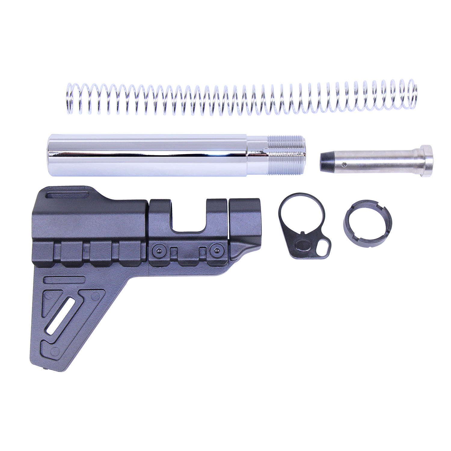 Chrome AR-15 Micro Breach Pistol Brace Kit by Guntec USA.