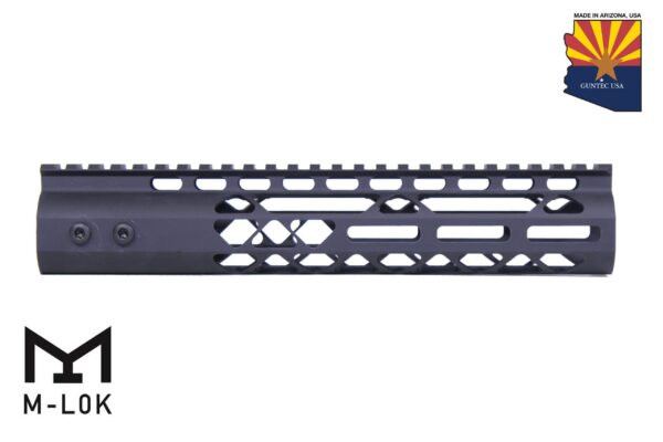 10 M-LOK Free Floating Handguard with Picatinny Rail, Anodized Black.