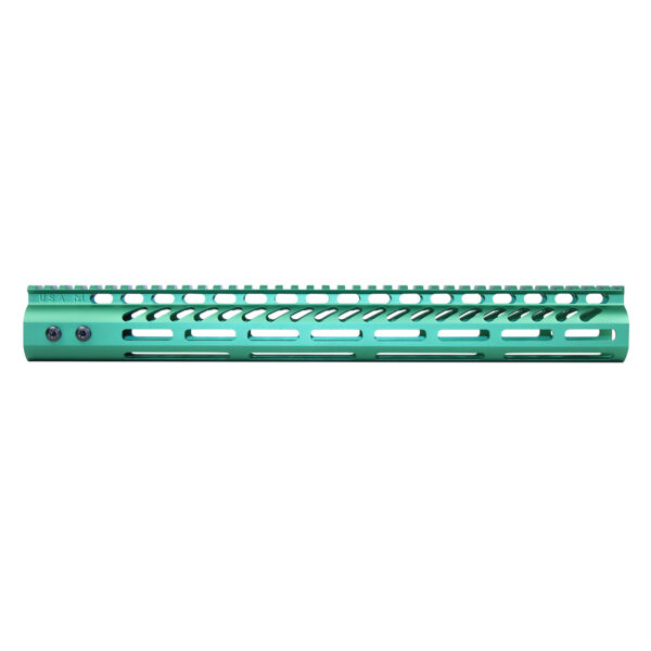 15 Ultra Lightweight Thin M-LOK Handguard with Picatinny Rail in Anodized Irish Green.