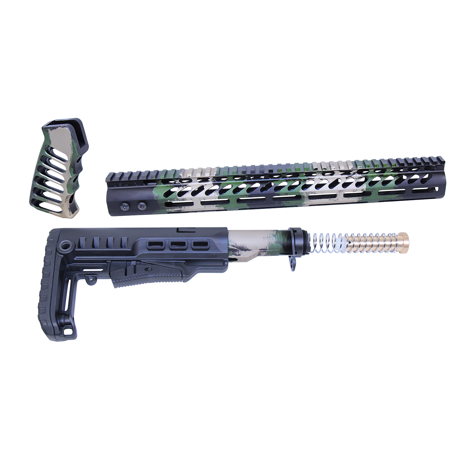 AR-15 Ultralight Series Limited Edition Complete Furniture Set (Anodized Vietnam Tiger Stripe)