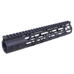 Modern black rifle handguard with Picatinny rail and skeleton design for tactical customization.