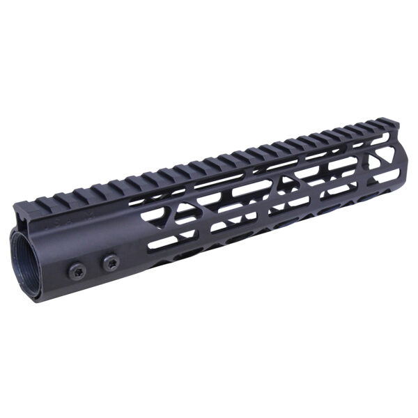 Modern black rifle handguard with Picatinny rail and skeleton design for tactical customization.