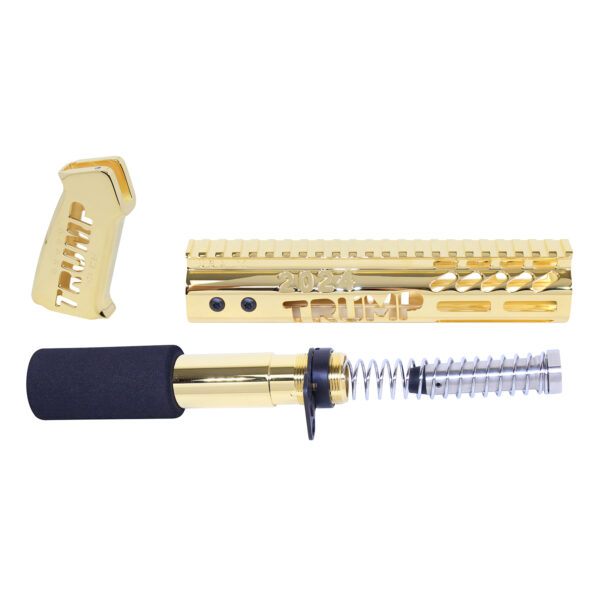 Gold-plated AR-15 Trump Series Limited Edition rifle components set.