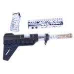 AR-15 pistol furniture set with chrome Micro Breach brace and accessories.