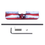 AR-15 charging handle latch with American flag design on white background.