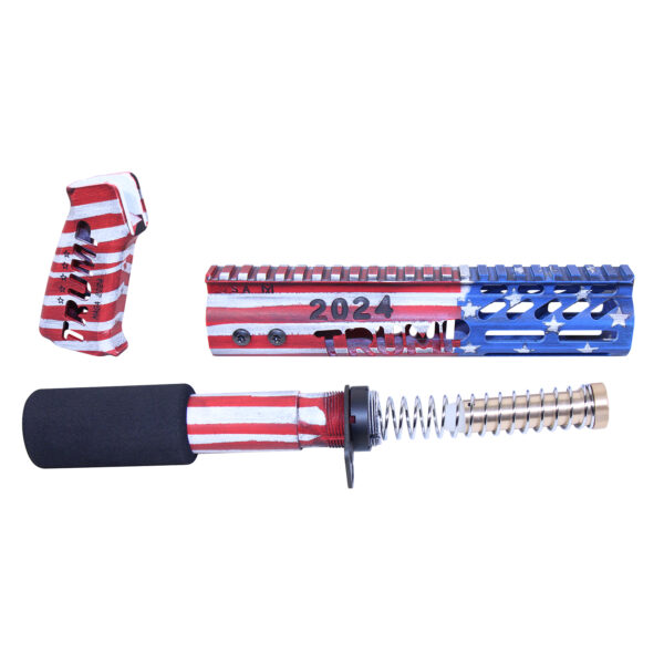 AR-15 pistol furniture set with patriotic Cerakote battleworn finish.