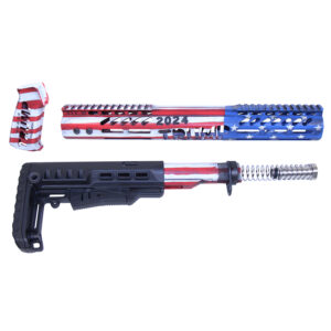 AR .308 Trump Series rifle parts with American flag design.