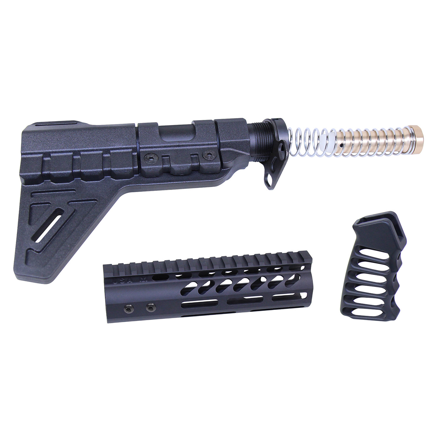 AR-PISTOL-SET-MLK-PB-BLACK_TT AR-15 Pistol Furniture Set W/Micro Breach Pistol Brace (Anodized Black) - Image 1