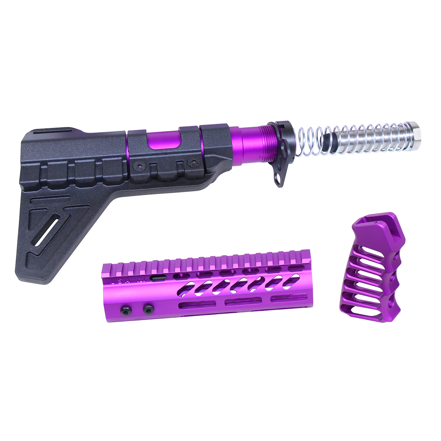 AR-PISTOL-SET-MLK-PB-PURPLE_TT AR-15 Pistol Furniture Set W/Micro Breach Pistol Brace (Anodized Purple) - Image 1