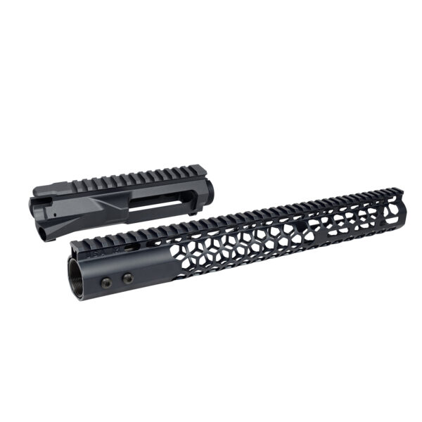 AR-15 Stripped Billet Upper Receiver 15" Air Lite Series 'Honeycomb' M-LOK Handguard Combo Set (Anodized Black)