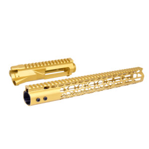 AR-15 Stripped Billet Upper Receiver  15" Air Lite Series M-LOK Handguard Combo Set (Anodized Gold)