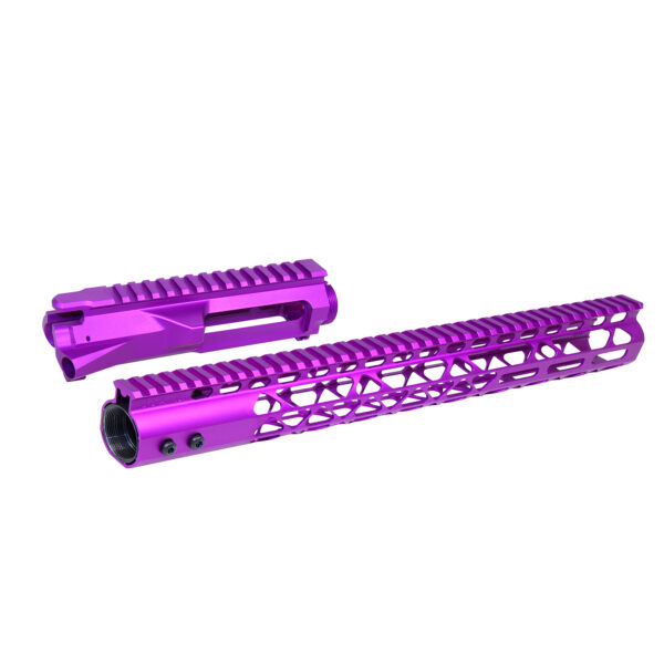 AR-15 Stripped Billet Upper Receiver  15" Air Lite Series M-LOK Handguard Combo Set (Anodized Purple)