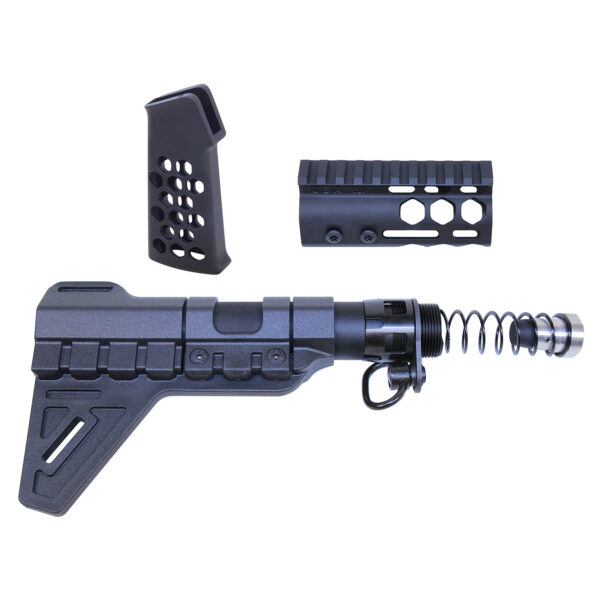 AR-15 Micro Honeycomb Pistol Furniture Set With Brace (Anodized Black)