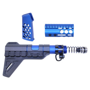 AR-15 Micro Honeycomb Pistol Furniture Set With Brace (Anodized Blue)