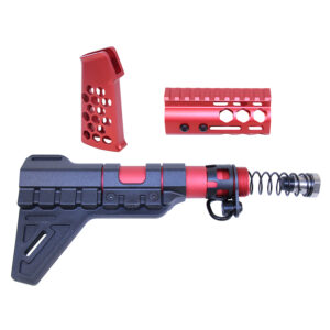 AR-15 Micro Honeycomb Pistol Furniture Set With Brace (Anodized Red)