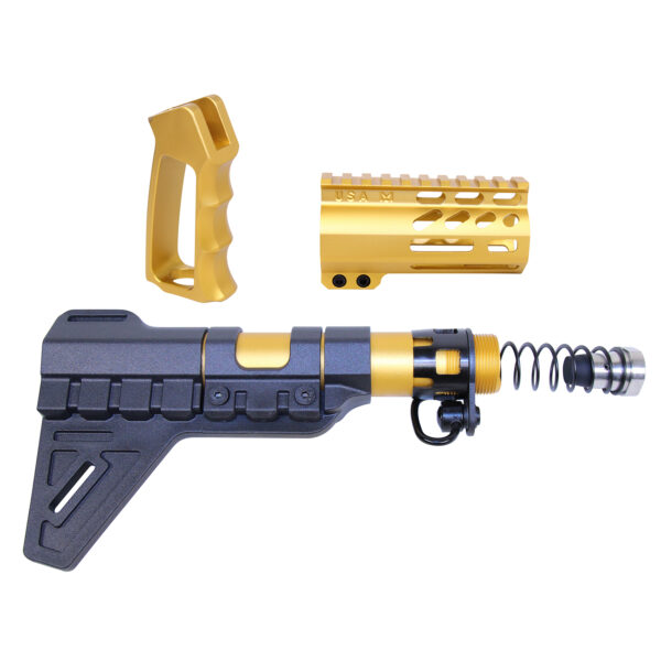 AR-15 Micro Pistol Furniture Set With Brace (Anodized Gold)