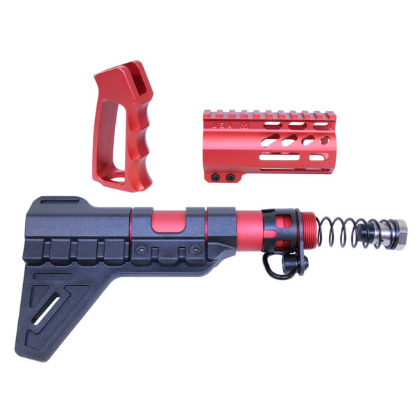 AR-15 Micro Pistol Furniture Set With Brace (Anodized Red)