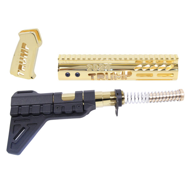 AR-15 "Trump Series" Premium Limited Edition Pistol Furniture Set With Brace (24 Ct Gold Plated)