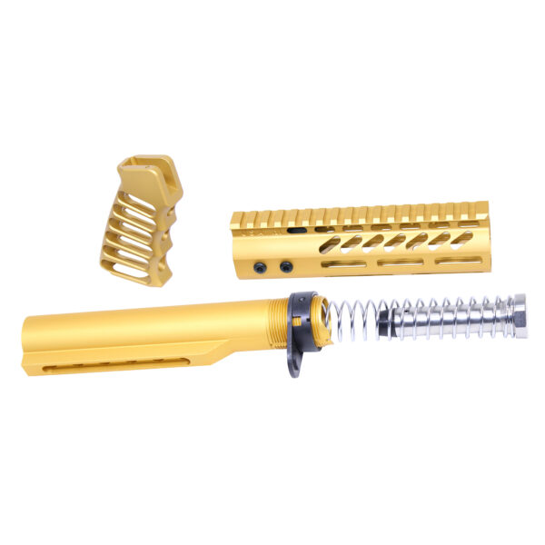 AR-15 Pistol Furniture Set With Miltube (Anodized Gold)