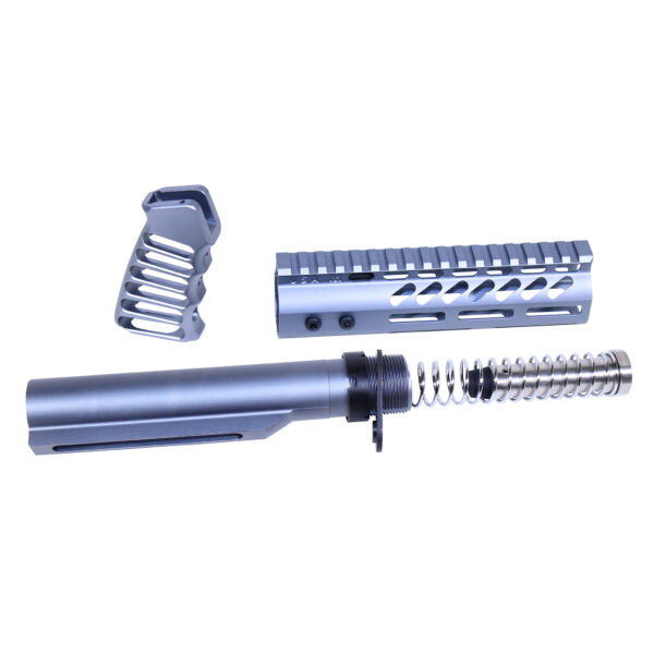 AR-15 Pistol Furniture Set With Miltube (Anodized Grey)