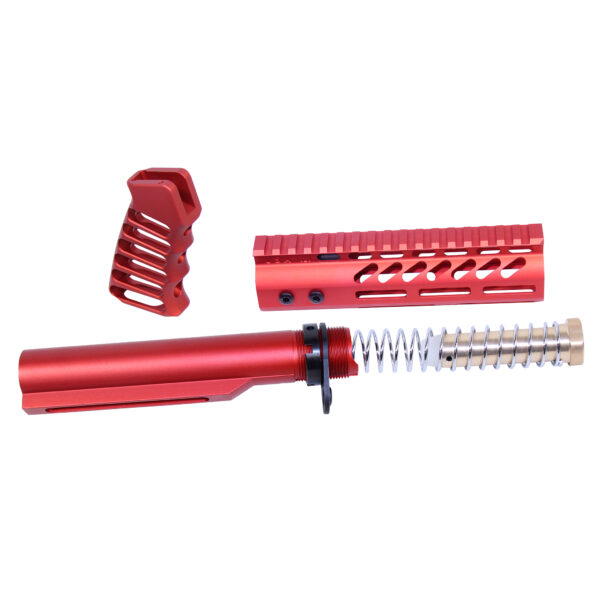 AR-15 Pistol Furniture Set With Miltube (Anodized Red)