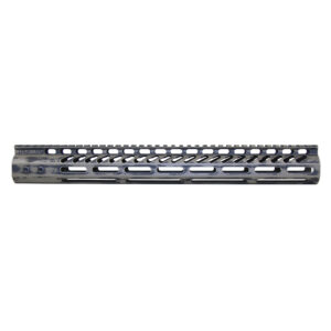 Guntec USA 15-inch M-LOK free-floating handguard with top rail in flat dark earth.