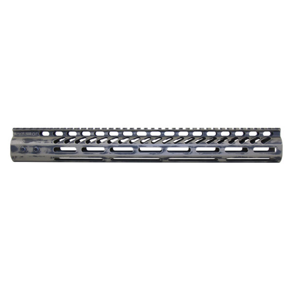 Guntec USA 15-inch M-LOK free-floating handguard with top rail in flat dark earth.