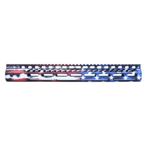 American flag-themed 15 Guntec M-LOK handguard with lightweight top rail.