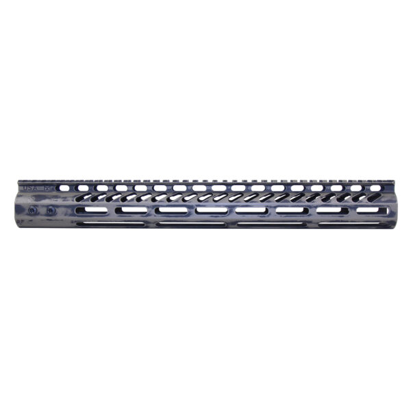 15-inch Guntec USA lightweight M-LOK handguard with top rail in Battle Worn Flat Dark Earth.