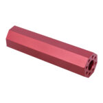 Red anodized AR-15 octagonal fake suppressor, 4.5 inches, precision-engineered.