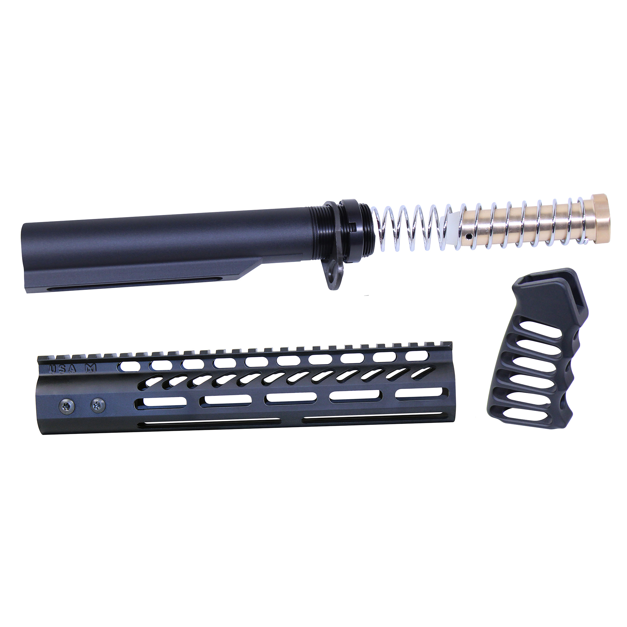 ULTRA-BBK10-BLACK_TT AR-15 10" Pistol Brace Build Kit With Milspec Buffer Tube (Anodized Black) - Image 1