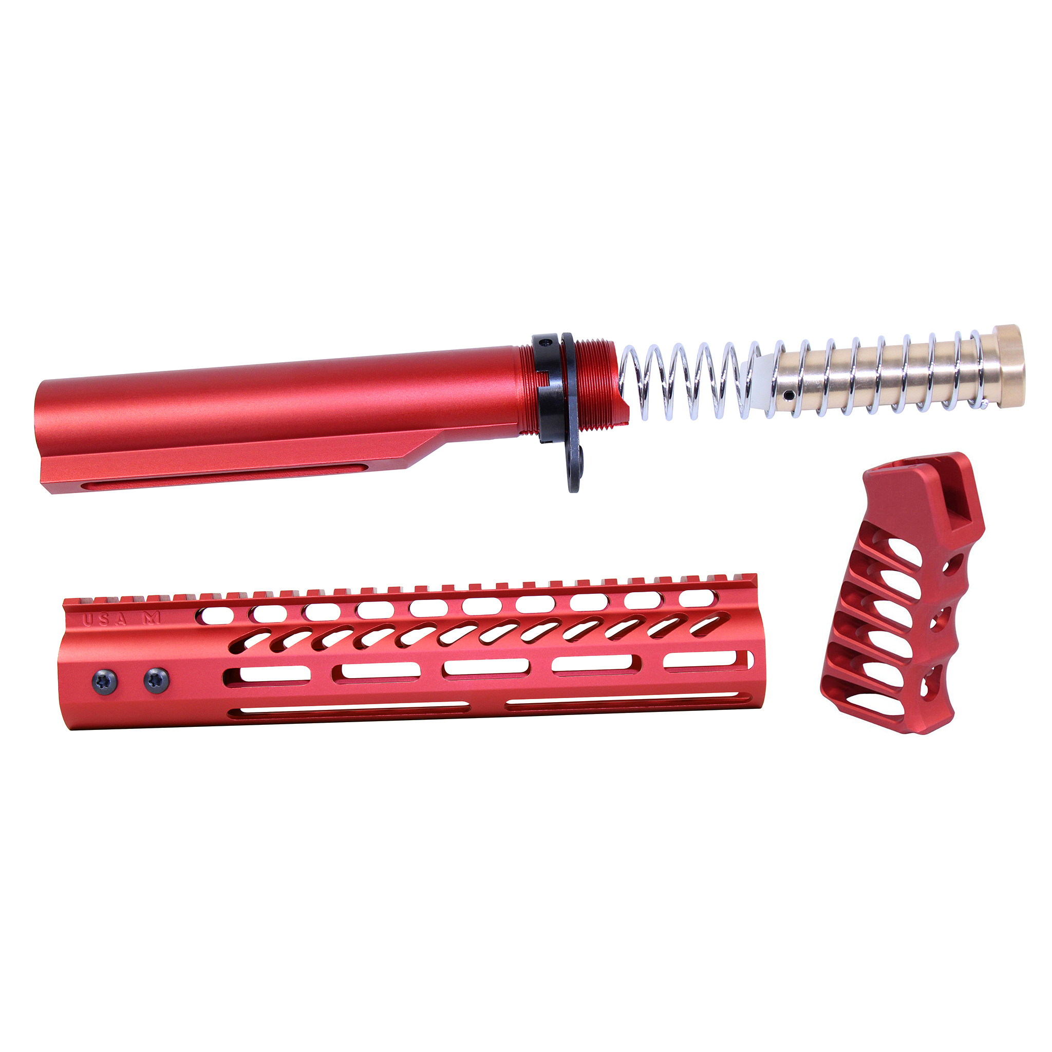 ULTRA-BBK10-RED_TT AR-15 10" Pistol Brace Build Kit With Milspec Buffer Tube (Anodized Red) - Image 1