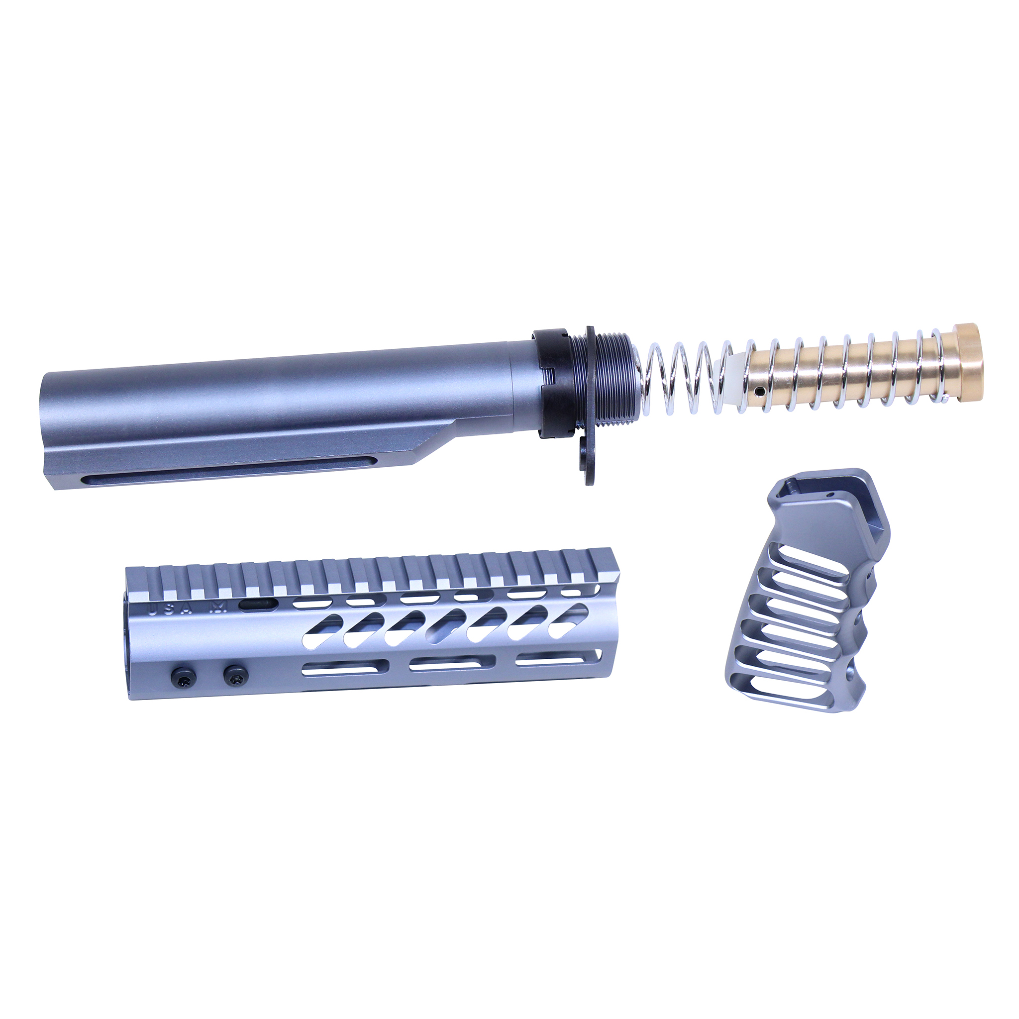 ULTRA-BBK7-GREY_TT AR-15 7" Pistol Brace Build Kit With Milspec Buffer Tube (Anodized Grey) - Image 1