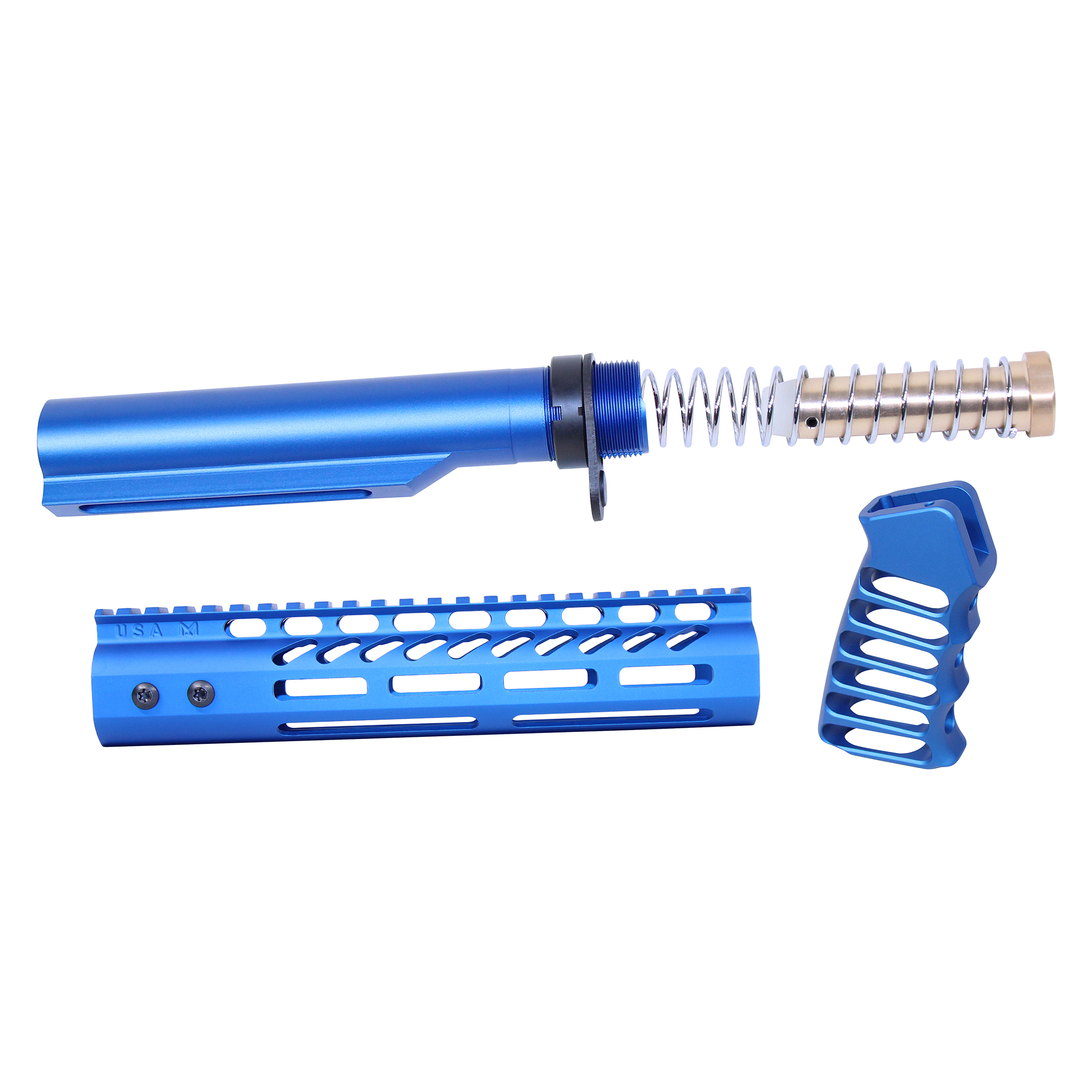 ULTRA-BBK9-BLUE_TT AR-15 9" Pistol Brace Build Kit With Milspec Buffer Tube (Anodized Blue) - Image 1