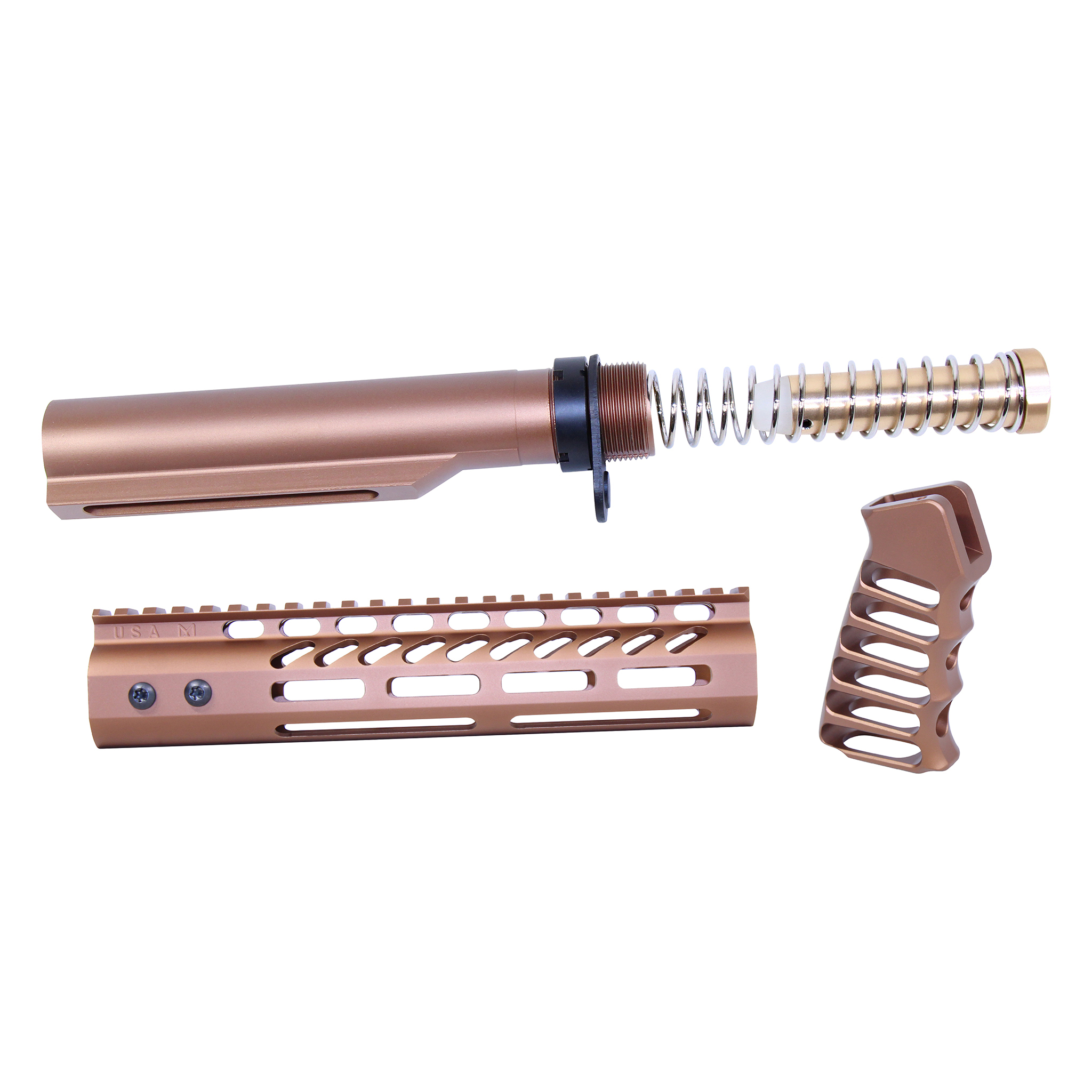 ULTRA-BBK9-BRZ_TT AR-15 9" Pistol Brace Build Kit With Milspec Buffer Tube (Anodized Bronze) - Image 1