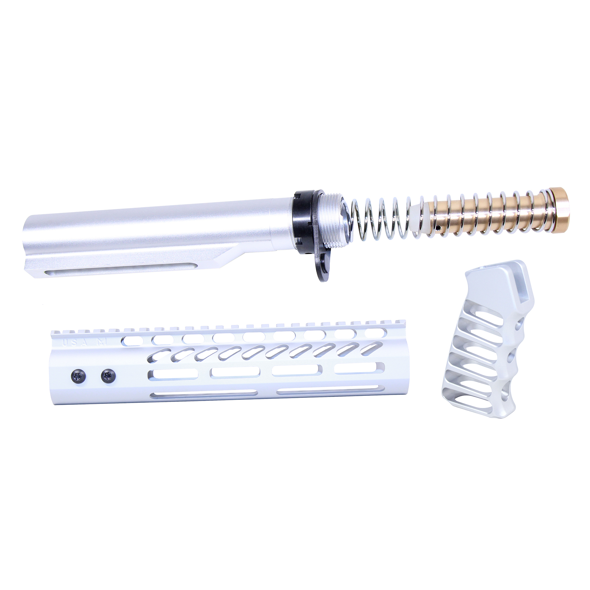 ULTRA-BBK9-CLEAR_TT AR-15 9" Pistol Brace Build Kit With Milspec Buffer Tube (Anodized Clear) - Image 1