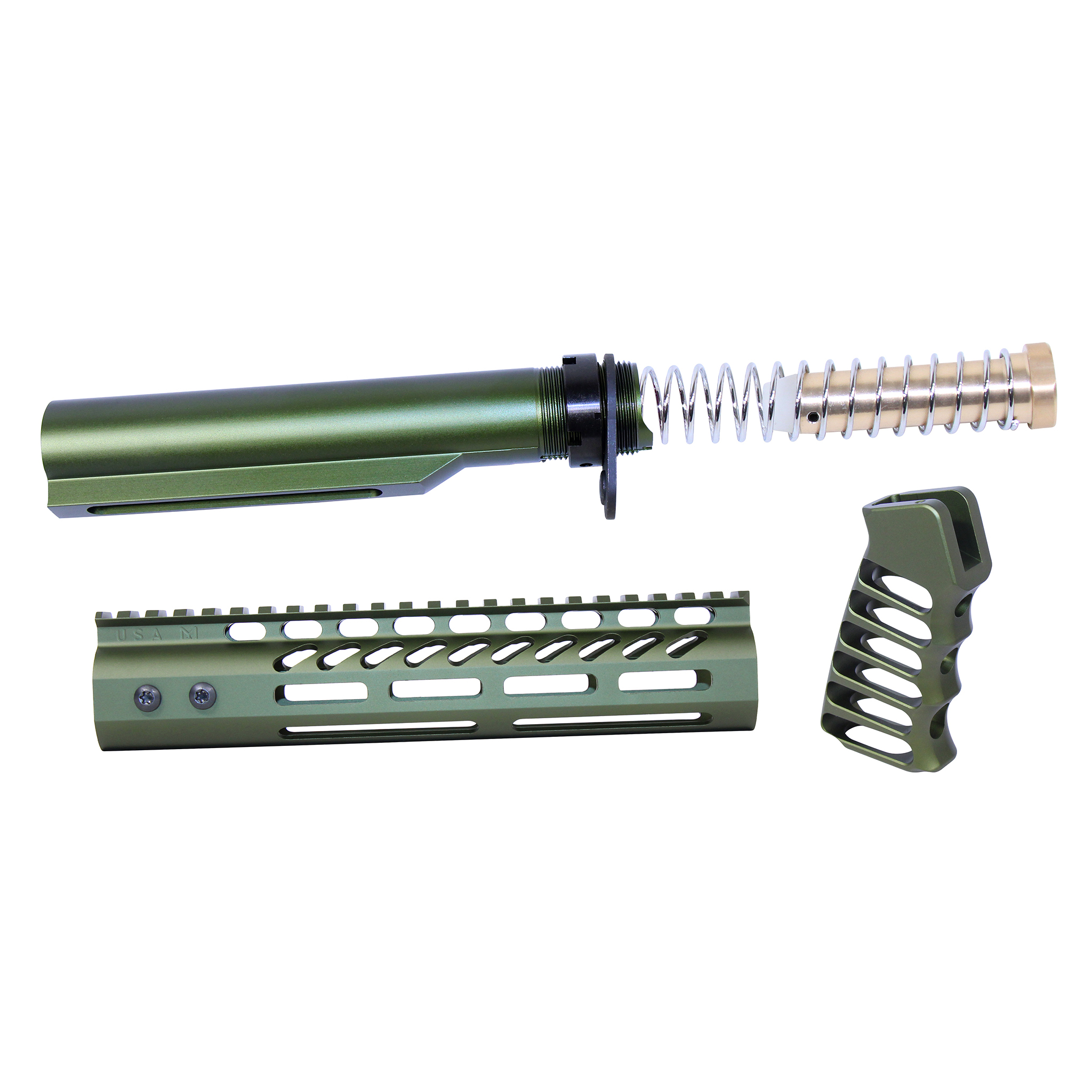 ULTRA-BBK9-GREEN_TT AR-15 9" Pistol Brace Build Kit With Milspec Buffer Tube (Anodized Green) - Image 1